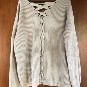 Grey lace back sweater